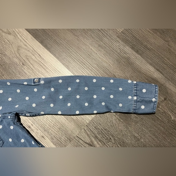 Justice Chambray Polka Dot Denim Button Up - Youth Girls Size 12 - Picture 3 of 10